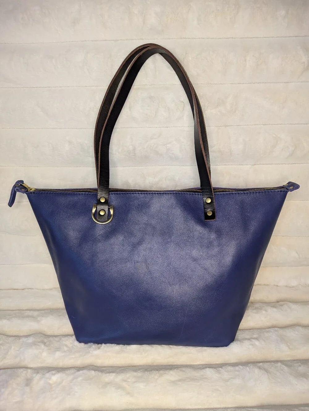 Portland Leather Goods Large Cobalt Blue Zipper Tote Bag